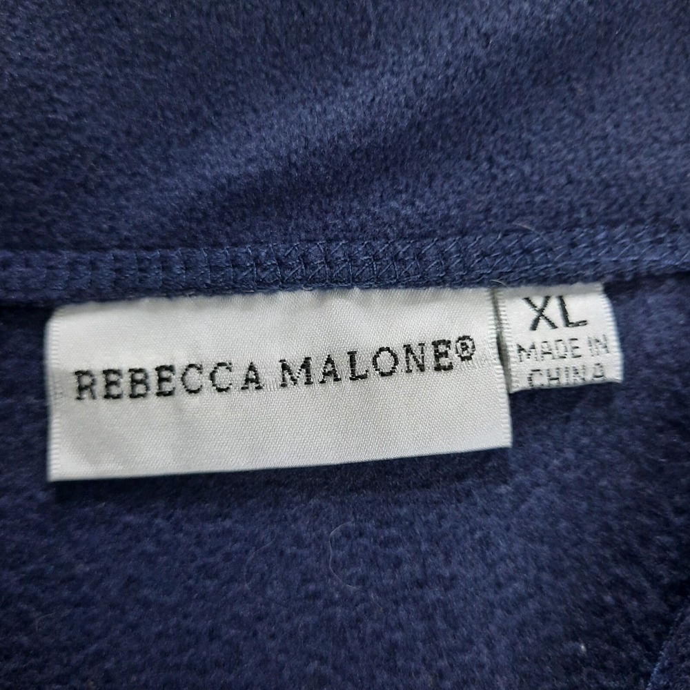 Rebecca Malone Christmas Fleece Vest Womens XL Snowman Cardinals Blue Full Zip - Picture 8 of 12